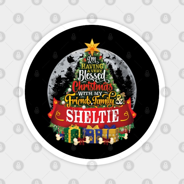 Sheltie Shetland Sheepdog Festive Christmas Spruce Tree Paws & Moon Gift Magnet by MapYourWorld